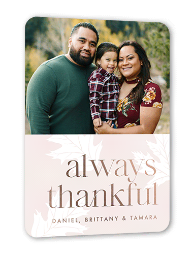 Autumn Gift Fall Greeting, Rose Gold Foil, White, 5x7, Matte, Personalized Foil Cardstock, Rounded, White