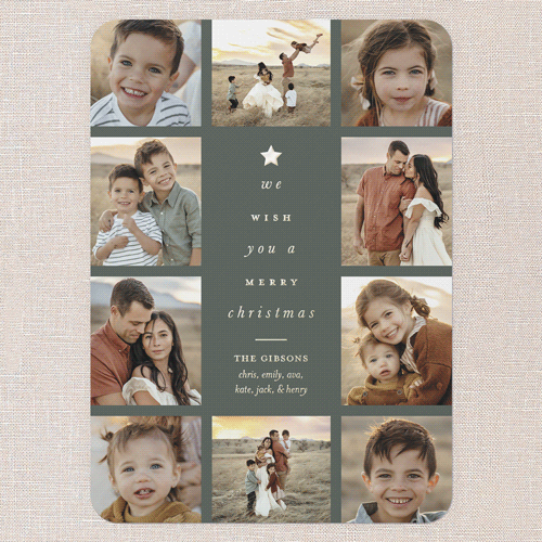 Tree Words Christmas Card, Gold Foil, Green, 5x7, Christmas, Matte, Personalized Foil Cardstock, Rounded, Green