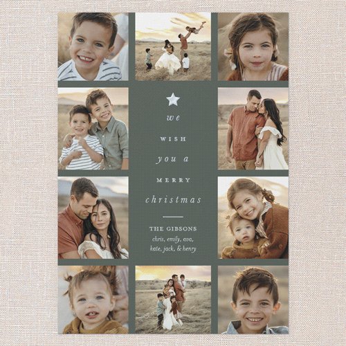 Tree Words Christmas Card, Green, Iridescent Foil, 5x7, Christmas, Matte, Personalized Foil Cardstock, Square, Green