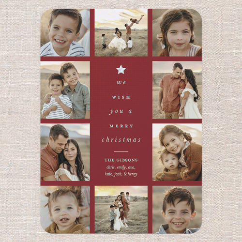 Tree Words Christmas Card, Iridescent Foil, Red, 5x7, Christmas, Matte, Personalized Foil Cardstock, Rounded, Red