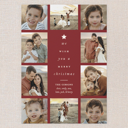 Tree Words Christmas Card, Rose Gold Foil, Red, 5x7, Christmas, Matte, Personalized Foil Cardstock, Square, Red