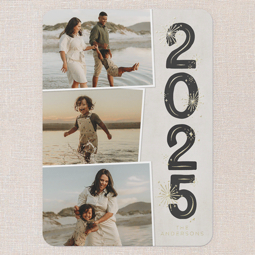 Exciting Year New Year's Card, Beige, Gold Foil, 5x7, New Year, Matte, Personalized Foil Cardstock, Rounded