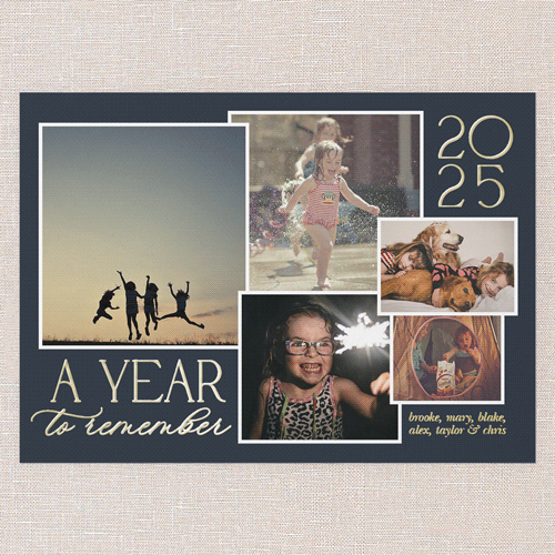 Golden Reflections New Year's Card, Gold Foil, Blue, 5x7, New Year, Matte, Personalized Foil Cardstock, Square, Navy