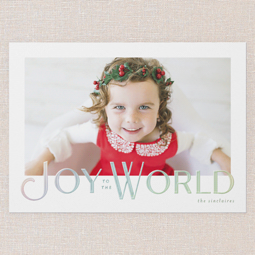 Joyous Traditions Religious Christmas Card, White, Iridescent Foil, 5x7, Religious, Matte, Personalized Foil Cardstock, Square, White