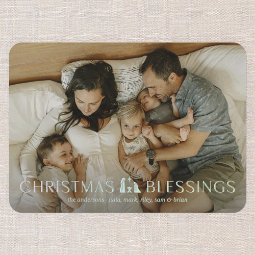 Nativity Shine Religious Christmas Card, White, Iridescent Foil, 5x7, Religious, Matte, Personalized Foil Cardstock, Rounded, White