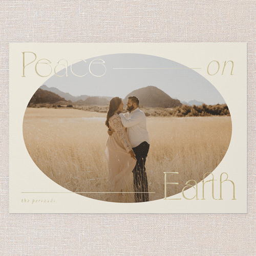 Plentiful Peace Religious Christmas Card, Beige, Gold Foil, 5x7, Religious, Matte, Personalized Foil Cardstock, Square, Antique White