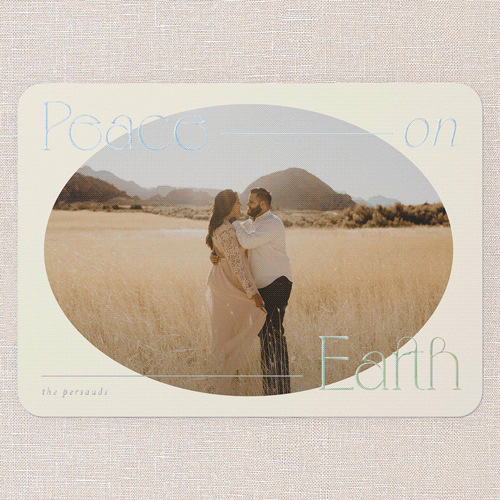 Plentiful Peace Religious Christmas Card, Beige, Iridescent Foil, 5x7, Religious, Matte, Personalized Foil Cardstock, Rounded, Antique White