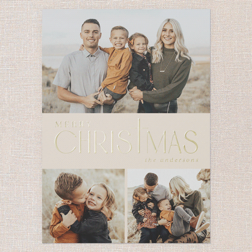 Yuletide Cross Religious Christmas Card, Beige, Gold Foil, 5x7, Religious, Matte, Personalized Foil Cardstock, Square, Beige