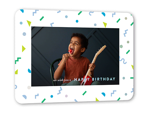 Nineties Confetti Birthday Card, Green, Iridescent Foil, 5x7, Matte, Personalized Foil Cardstock, Rounded, Grass