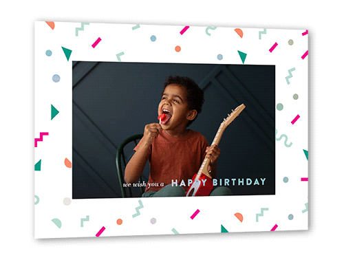 Nineties Confetti Birthday Card, Pink, Iridescent Foil, 5x7, Matte, Personalized Foil Cardstock, Square, Magenta