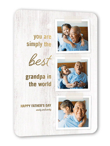 Best Grandpa Snapshots Father's Day, Beige, Gold Foil, 5x7, Matte, Personalized Foil Cardstock, Rounded, Antique White