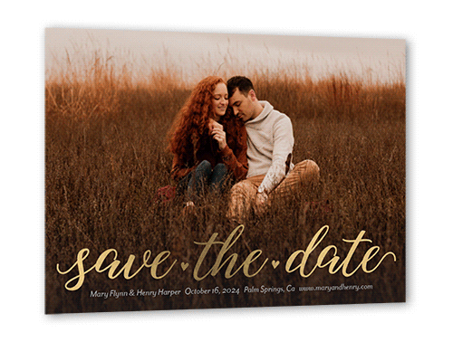 Whimsy Celebration Save The Date, Yellow, Gold Foil, 5x7, Matte, Personalized Foil Cardstock, Square