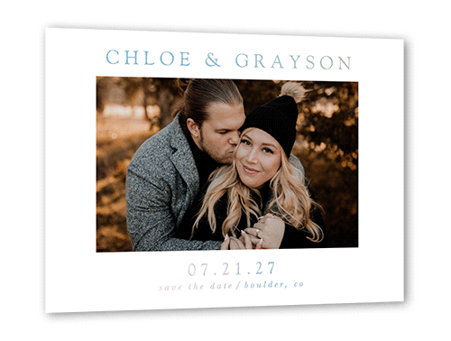 Minimal Styled Save The Date, White, Iridescent Foil, 5x7, Write Your Own, Matte, Personalized Foil Cardstock, Square, White