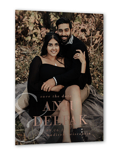 Most Important Date Save The Date, Rose Gold Foil, White, 5x7, Matte, Personalized Foil Cardstock, Square, White