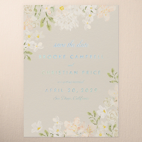 Painted Enclosure Save The Date, Pink, Iridescent Foil, 5x7, Matte, Personalized Foil Cardstock, Square, Blush