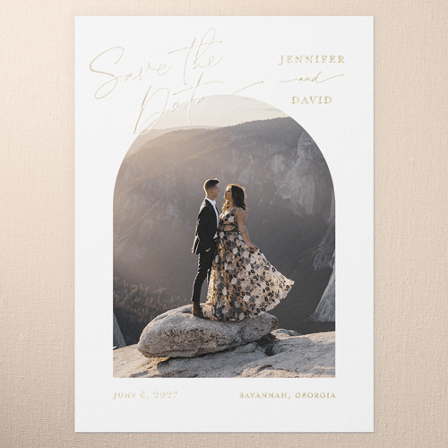 Overlap Arch Save The Date, Gold Foil, White, 5x7, Matte, Personalized Foil Cardstock, Square, White