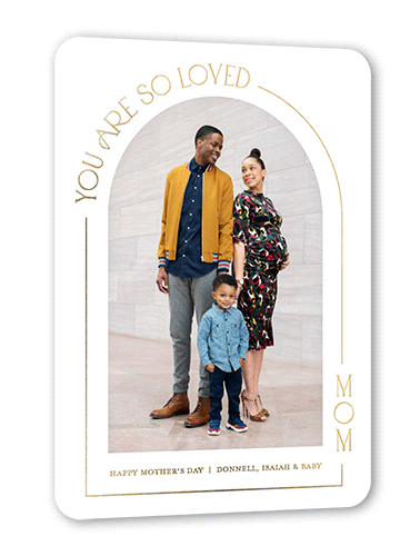 Arch Love Mother's Day, Gold Foil, White, 5x7, Matte, Personalized Foil Cardstock, Rounded, White
