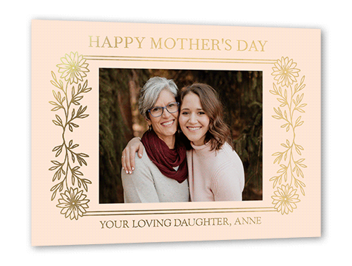 Flowery Frame Mother's Day, Gold Foil, Beige, 5x7, Matte, Personalized Foil Cardstock, Square