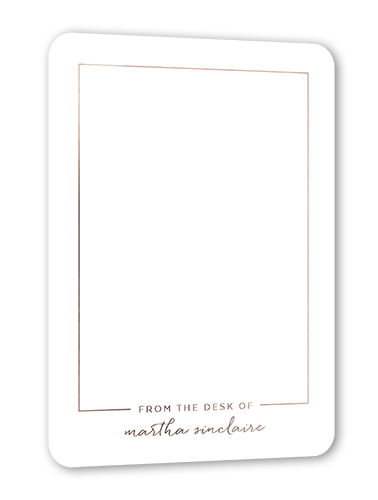Radiant Fringe Personal Stationery, White, Rose Gold Foil, 5x7, Matte, Personalized Foil Cardstock, Rounded, White