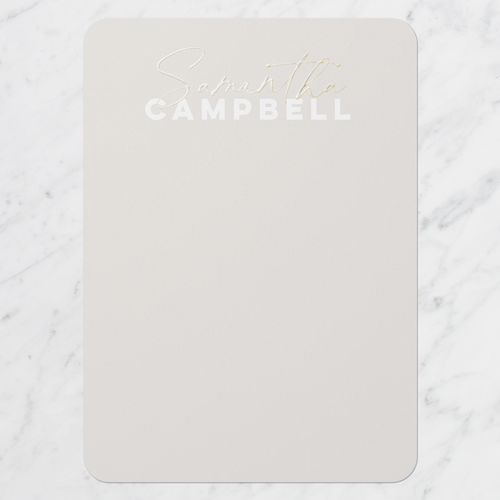 Versatile Text Personal Stationery Digital Foil Card, Gold Foil, Grey, 5x7, Matte, Personalized Foil Cardstock, Rounded