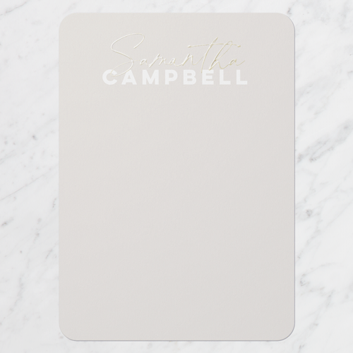 Versatile Text Personal Stationery Digital Foil Card, Gold Foil, Grey, 5x7, Matte, Personalized Foil Cardstock, Rounded, Whisper Gray