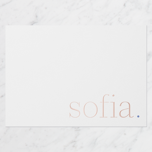 Clean Moniker Personal Stationery Digital Foil Card, White, Rose Gold Foil, 5x7, Matte, Personalized Foil Cardstock, Square