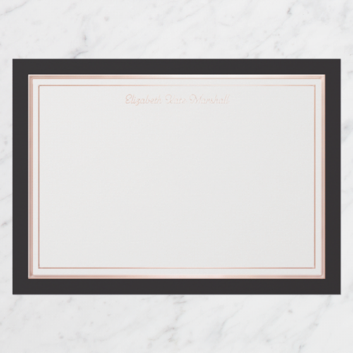 Shining Fringe Personal Stationery Digital Foil Card, Black, Rose Gold Foil, 5x7, Matte, Personalized Foil Cardstock, Square, Black