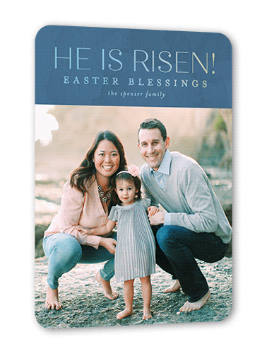 Traditional Blessings Easter Card, Iridescent Foil, Blue, 5x7, Matte, Personalized Foil Cardstock, Rounded, Moonstruck