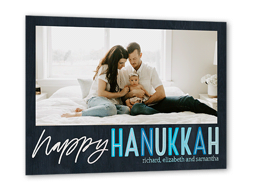 Joy Type Hanukkah Card, Iridescent Foil, Black, 5x7, Hanukkah, Matte, Personalized Foil Cardstock, Square