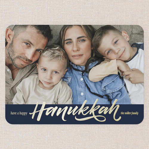 Lustrous Life Hanukkah Card, Blue, Gold Foil, 5x7, Hanukkah, Matte, Personalized Foil Cardstock, Rounded, Nautical