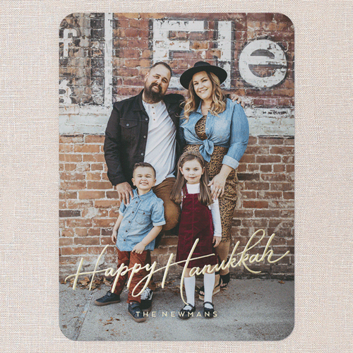 Timeless Festivities Hanukkah Card, Gold Foil, White, 5x7, Hanukkah, Matte, Personalized Foil Cardstock, Rounded, White