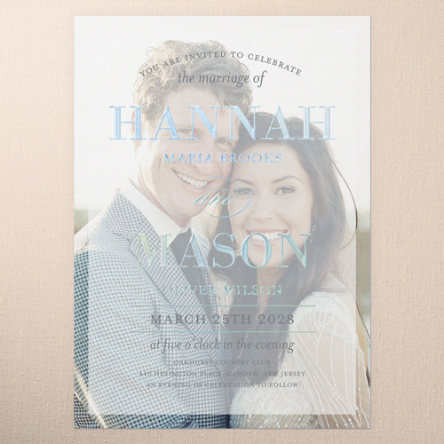 Divine Elegance Wedding Invitation, White, Iridescent Foil, 5x7, Matte, Personalized Foil Cardstock, Square, White