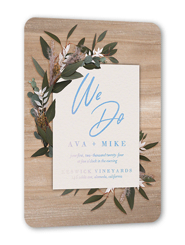 Rustic Foliage Wedding Invitation, Iridescent Foil, Beige, 5x7, Matte, Personalized Foil Cardstock, Rounded