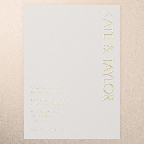 Softly Together Wedding Invitation, Grey, Gold Foil, 5x7, Matte, Personalized Foil Cardstock, Square