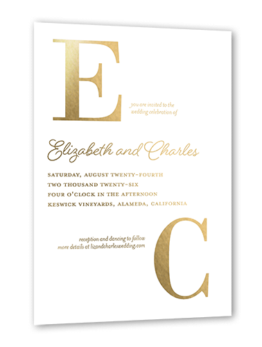 Vibrant Vows Wedding Invitation, Gold Foil, White, 5x7, Matte, Personalized Foil Cardstock, Square
