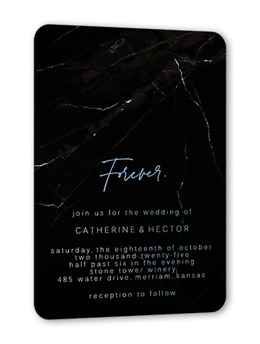 Married Marble Wedding Invitation, Iridescent Foil, Black, 5x7, Matte, Personalized Foil Cardstock, Rounded