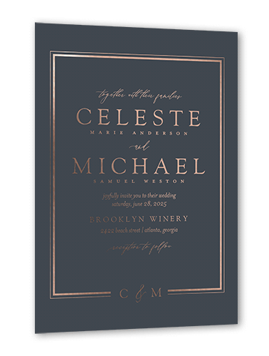 Sensational Shine Wedding Invitation, Gray, Rose Gold Foil, 5x7, Matte, Personalized Foil Cardstock, Square, Gray