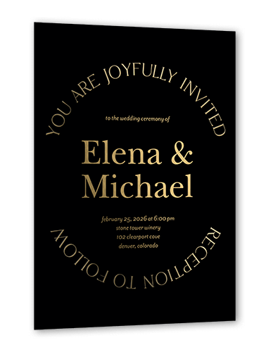 Luminous Cycle Wedding Invitation, Black, Gold Foil, 5x7, Matte, Personalized Foil Cardstock, Square, Black