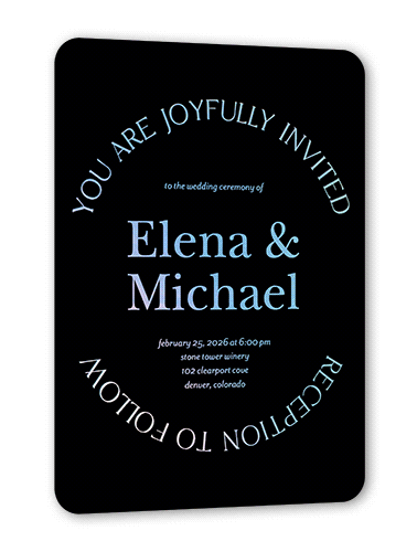 Luminous Cycle Wedding Invitation, Iridescent Foil, Black, 5x7, Matte, Personalized Foil Cardstock, Rounded, Black
