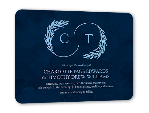 Reflective Rings Wedding Invitation, Blue, Iridescent Foil, 5x7, Matte, Personalized Foil Cardstock, Rounded, Navy