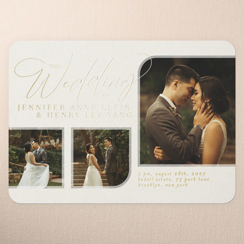 Classic Beauty Wedding Invitation, Beige, Gold Foil, 5x7, Matte, Personalized Foil Cardstock, Rounded