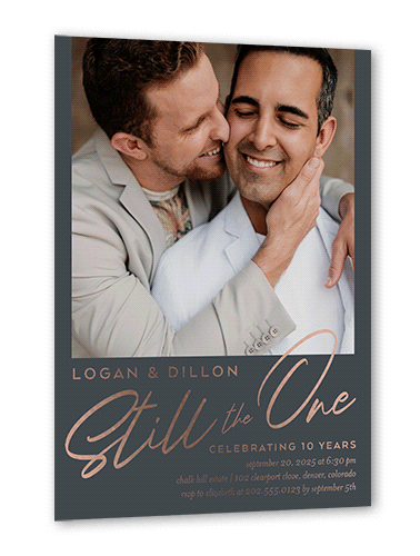 Still The One Wedding Anniversary Invitation, Rose Gold Foil, Gray, 5x7, Matte, Personalized Foil Cardstock, Square, Gray