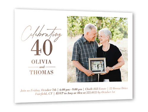 Elegant Rose Gold Anniversary Invitations
