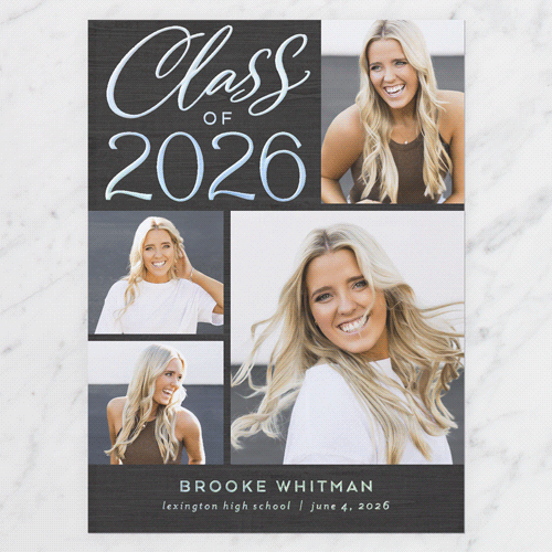 Luminous Layout Graduation Announcement, Black, Iridescent Foil, 6x8, Matte, Personalized Foil Cardstock, Square, Black