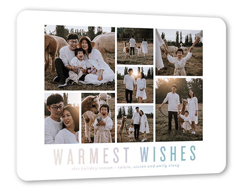 Collaged Wishes Holiday Card, White, Iridescent Foil, 6x8, Holiday, Matte, Personalized Foil Cardstock, Rounded