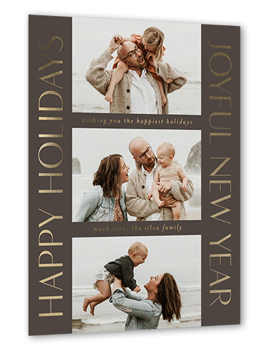 Traditional Type Holiday Card, Gold Foil, Grey, 6x8, Holiday, Matte, Personalized Foil Cardstock, Square, White