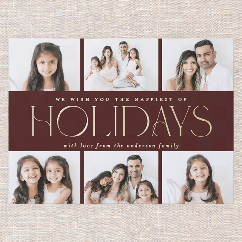 Elegant Middle Holiday Card, Gold Foil, Red, 6x8, Holiday, Matte, Personalized Foil Cardstock, Square, Red