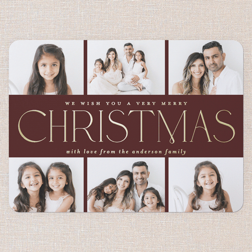 Elegant Middle Holiday Card, Gold Foil, Red, 6x8, Christmas, Matte, Personalized Foil Cardstock, Rounded, Red