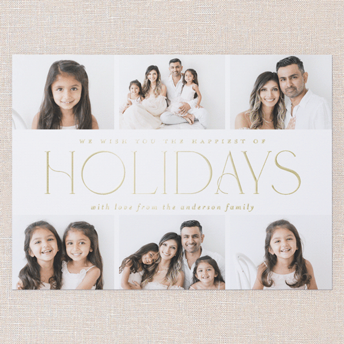 Elegant Middle Holiday Card, White, Gold Foil, 6x8, Holiday, Matte, Personalized Foil Cardstock, Square, White