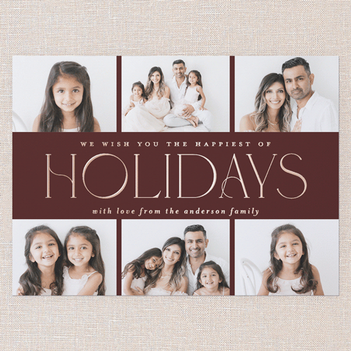 Elegant Middle Holiday Card, Rose Gold Foil, Red, 6x8, Holiday, Matte, Personalized Foil Cardstock, Square, Red